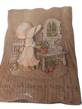 Melody Meadows Art Wall Hanging Plastic Campana Bonnet Girl Vintage Cottagecore